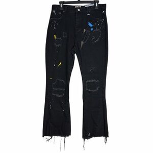 Gallery Dept Painted Distressed Ripped‎ Flare Black Jeans